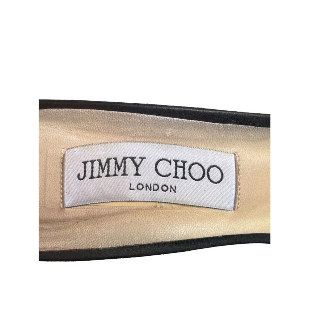 JIMMY CHOO Daphne 120 Pumps Black Whipstitch Suede Platform Heels 39.5